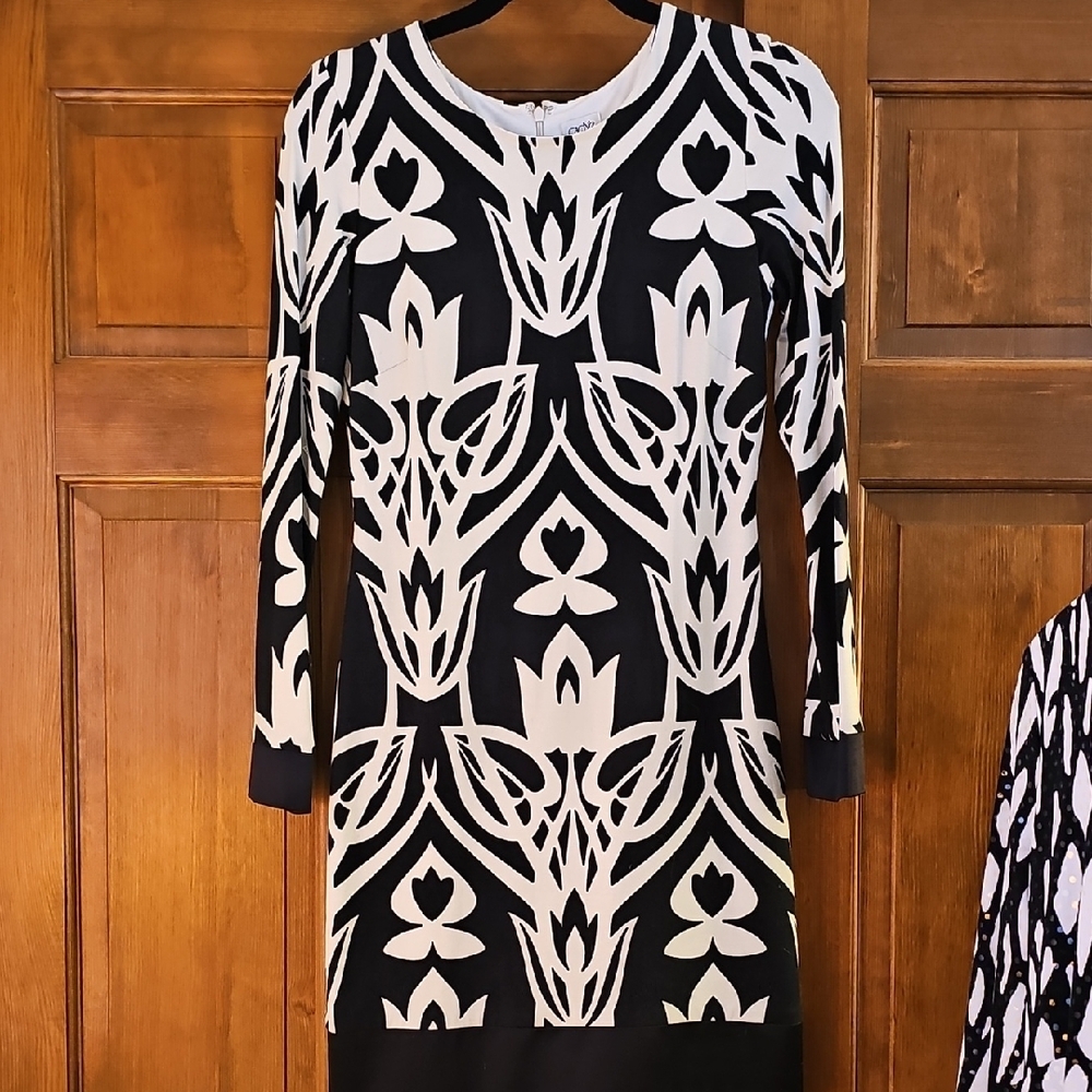 Elegant Black and White Patterned Dress